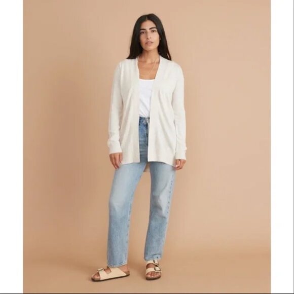 Marine Layer Oatmeal Mae Cardigan Wool Cashmere Blend - Picture 4 of 15